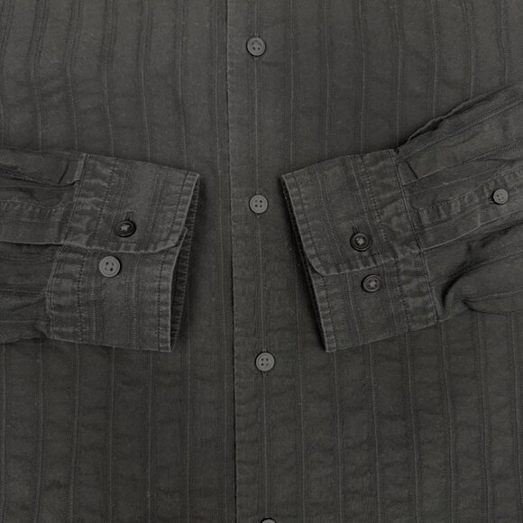 Men's EXPRESS Modern Fit Textured Striped Black Dress Shirt | Size L‎ - Picture 4 of 8